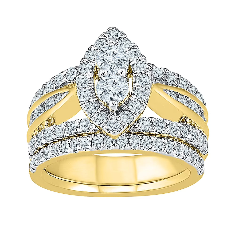 10KT Yellow Gold Two Stone White Round Diamond Ring (2.00 CTTW) T924