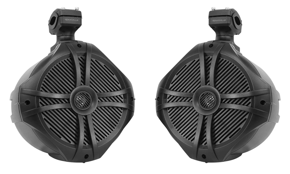 8" Black 600w Marine Wakeboard Tower Speakers with Amplifier Kit S6386