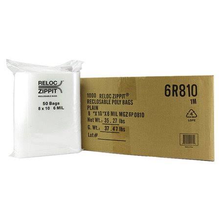 Reclosable Poly Bag, Zip Seal, Pk1000 Y626916