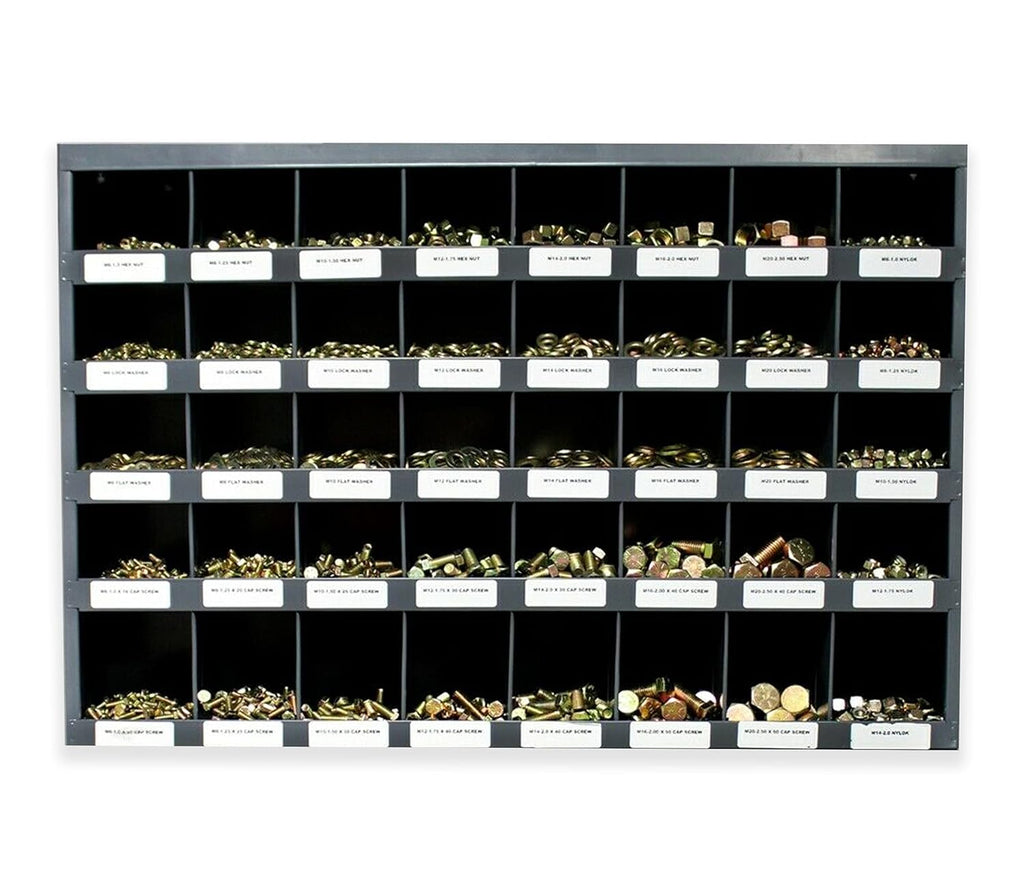 3760 Piece Bolt Bin Kit Grade 8 Nut Bolt Washer Assortment Hex Head Cap Screws Flat and Lock Washers 40 Hole Bin F7773