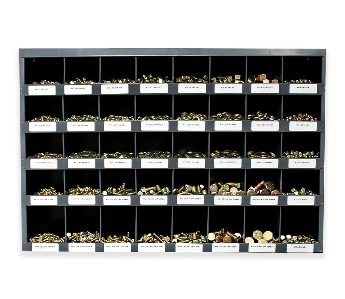 3760 Piece Bolt Bin Kit Grade 8 Nut Bolt Washer Assortment Hex Head Cap Screws Flat and Lock Washers 40 Hole Bin F7773