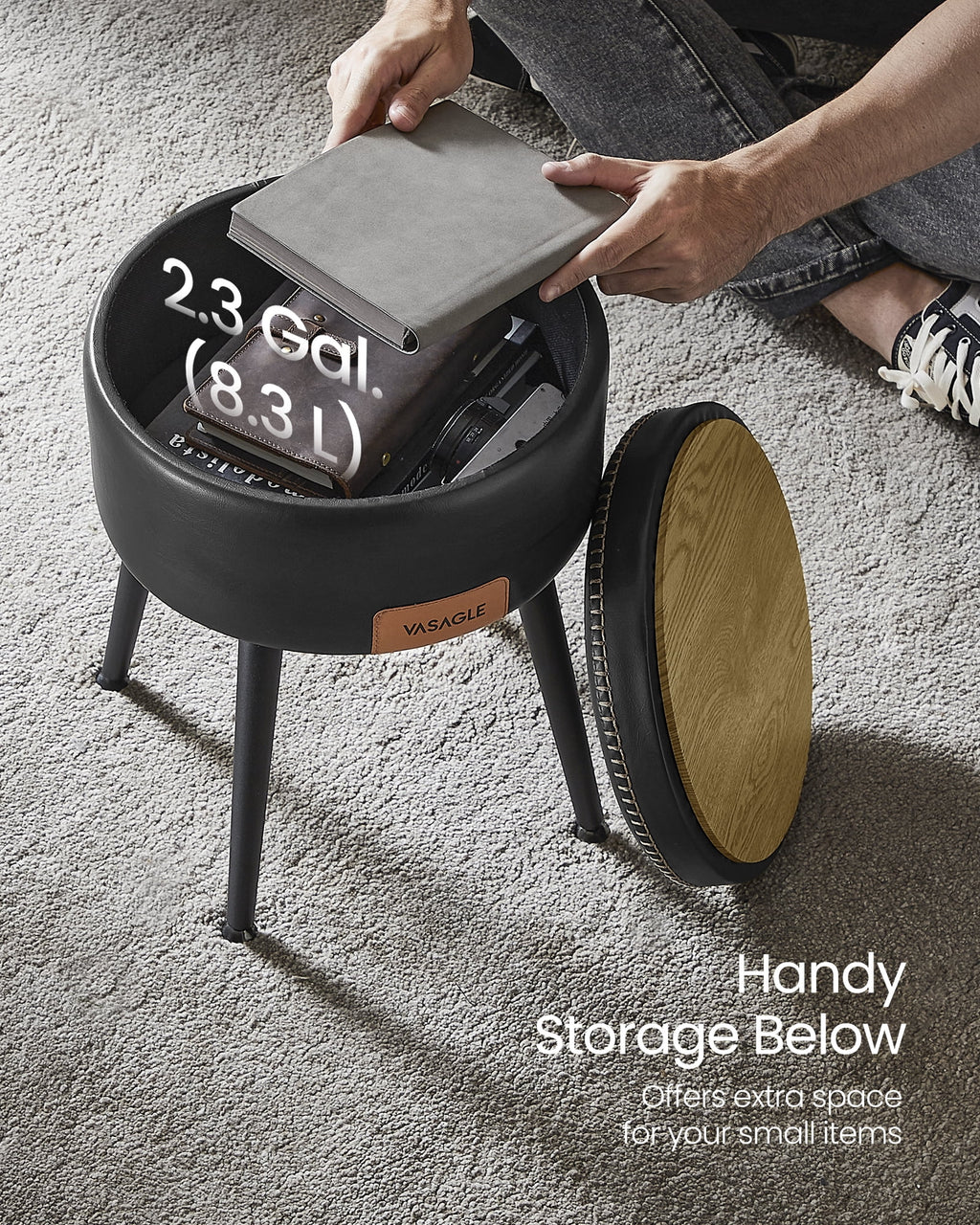 Synthetic Leather Storage Ottoman X763233