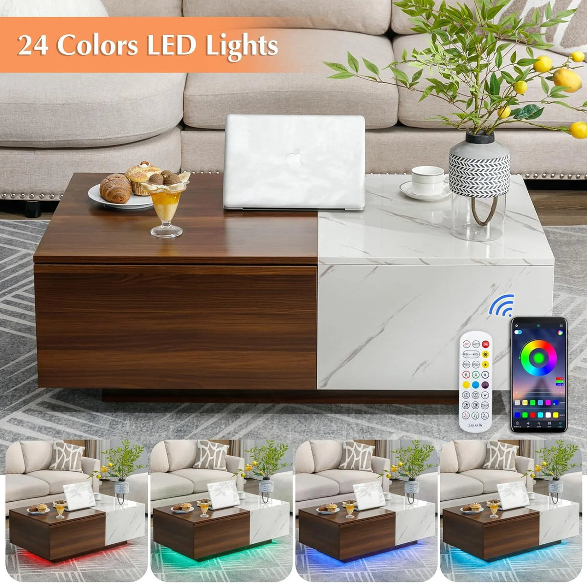43" LED Coffee Table with 2 Storage Drawers J70490