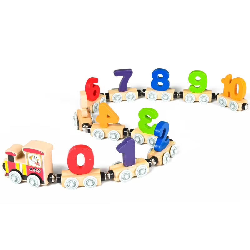 Wooden Magnetic Train Building Blocks Puzzle Toys L30667