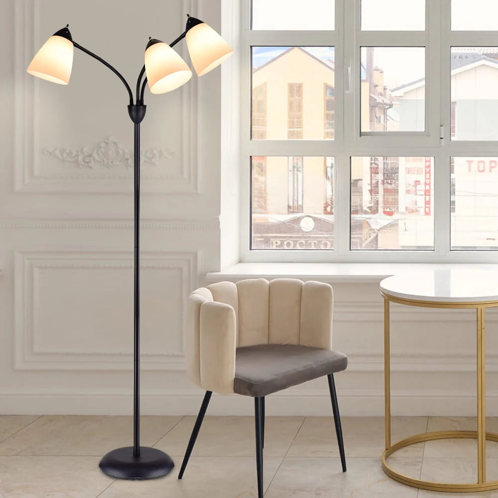 Black Tree Floor Lamp with 3 Adjustable Rotating Lights T113