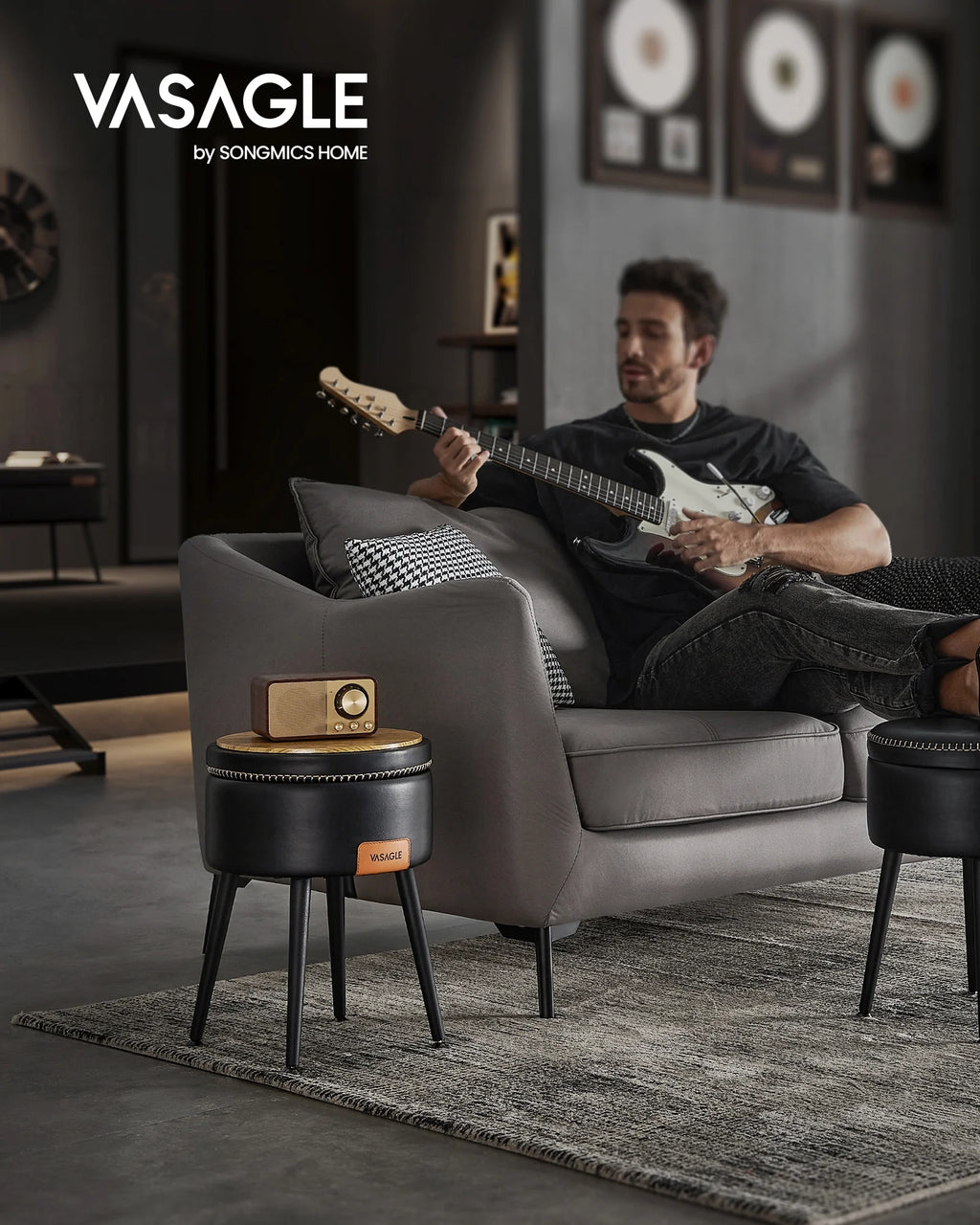 Synthetic Leather Storage Ottoman X763233