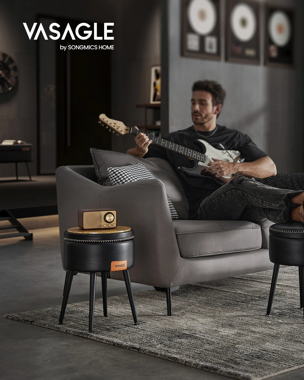 Synthetic Leather Storage Ottoman X763233